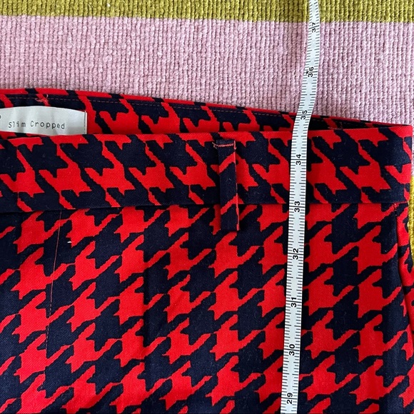GAP Slim Cropped Stretch Trouser in Red/Navy Houndstooth Pattern • Size 6 - Picture 4 of 7
